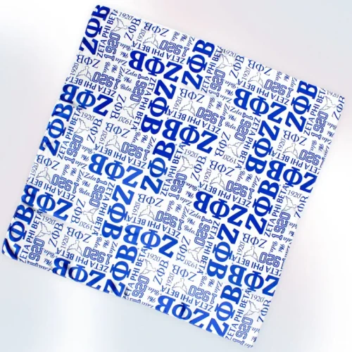  ZPB Sorority Blue and White Silky Square Scarf  (BCAM)