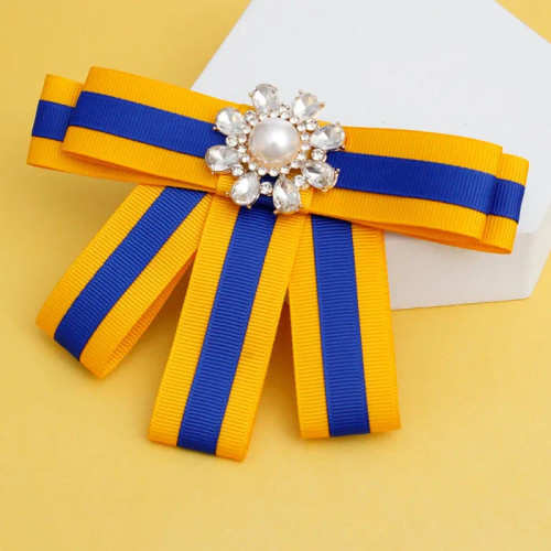 SGRHO Sorority Blue Gold Bow Tie Style Brooch(BCAM)