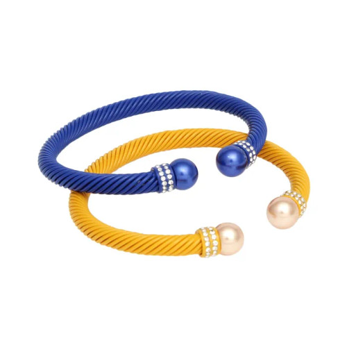 SGRHO Sorority 2 Pcs Blue Yellow Cable Bangles(BCAM)