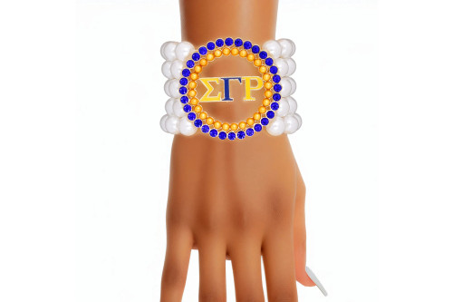 Pearl Bracelet Sigma Gamma Blue Gold for Women(BCAM) Pearl Bracelet Sigma Gamma Blue Gold for Women(BCAM)