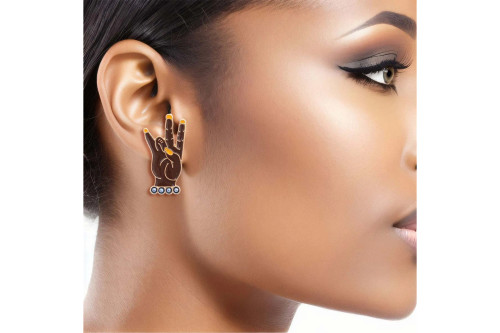 Gold Blue Hand Sign Studs(BCAM) Gold Blue Hand Sign Studs(BCAM)