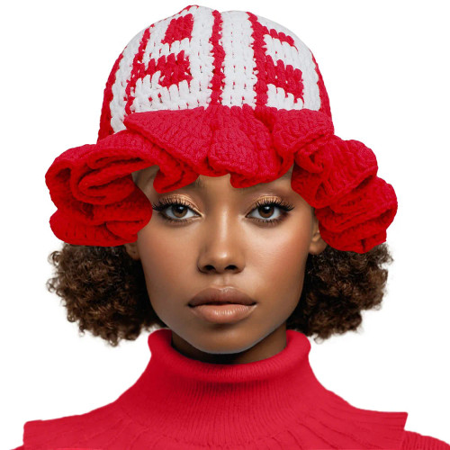 DST Red Crochet Ruffle 1913 Bucket Hat DST Red Crochet Ruffle 1913 Bucket Hat