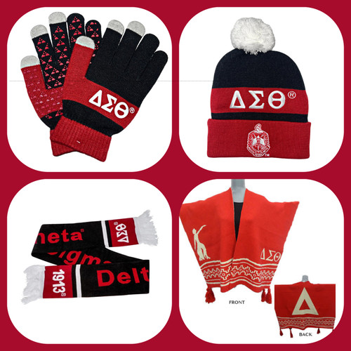 DST BLACK SCARF, BEANIE &  TEXTING GLOVES + FREE  DST WINTER SHAWL