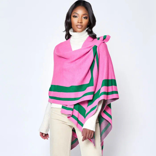 AKA Pink Green Shoulder Ruana