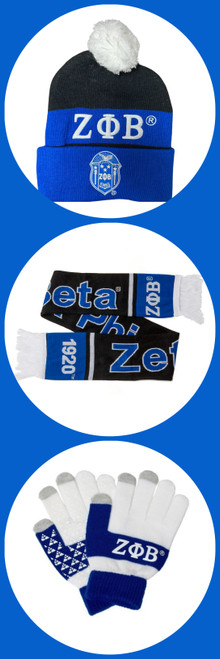  3 Piece Black Z Phi B Knitted scarf -Beanie-Gloves Bundle 