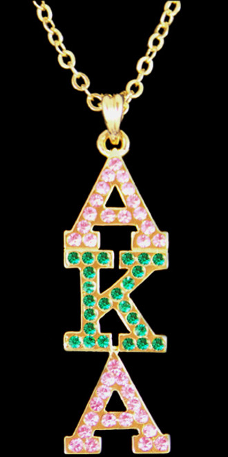 Jewelry:  Crystal AKA Letter Pendant on Necklace (Gold)(BCAM)