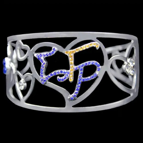 SGR Color Crystal Filigree Heart Bangle Bracelet(BCAM)