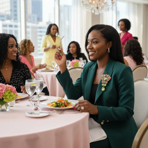 Brooch AKA Large Green Crystal Pink Rhinestone Pin