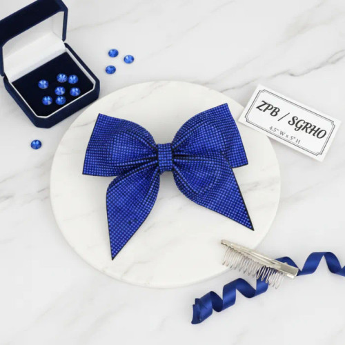 ZPB Blue Rhinestone Point Bow Hair Clip