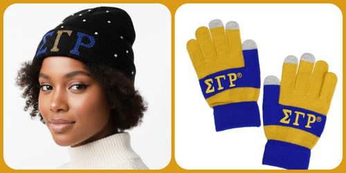  SGRHO Black Bling Winter Beanie Hat + SGRho Knit Winter Gloves  Bundle