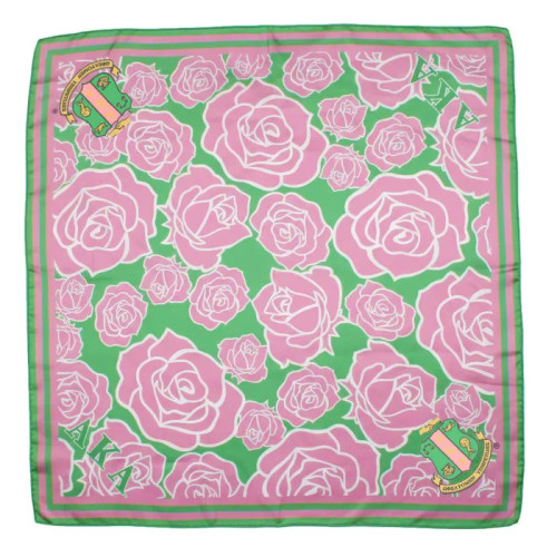 AKA Pink and Green Rose Square Sorority Scarf