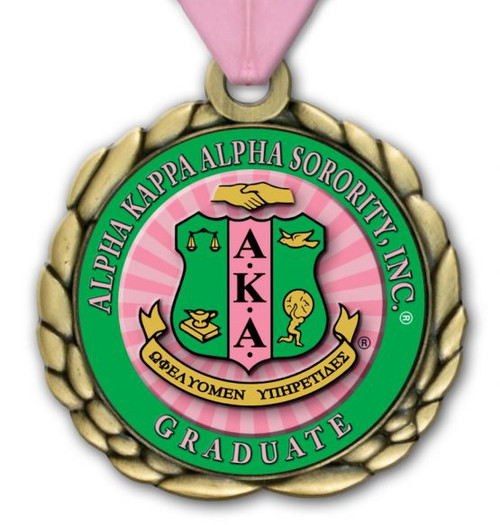 AKA Graduate Medallion With Pink Ribbon