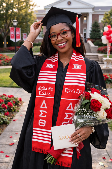DST  Personalized Kente Stole with Pre-Woven DST Greek Letters