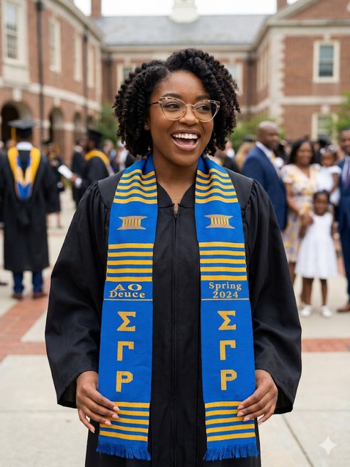 SGRho Personalized Kente Stole with Pre-Woven ASGRho Letters