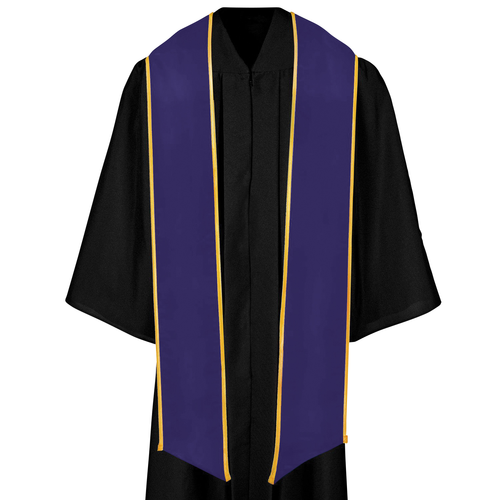 Plain (DIY)  84"  Purple Graduation Stole With Gold Binding/Trim