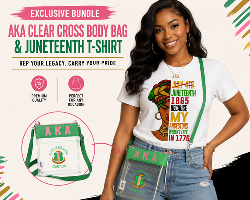 Green AKA Cross Body Bag   &  Black Unisex Juneteenth T shirt Bundle