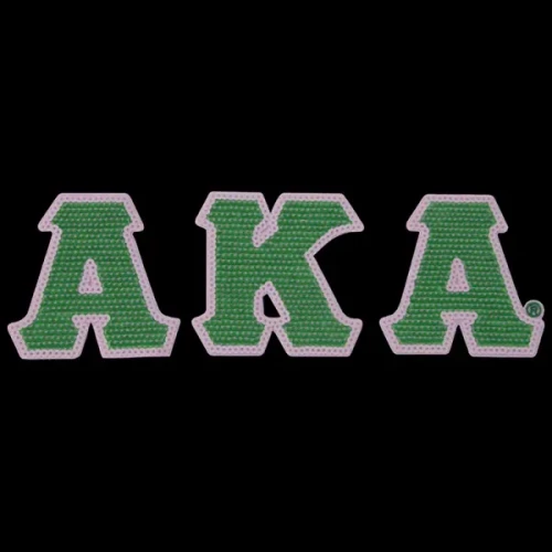 AKA 4” Sequin Letters Emblem Set W/Heat Seal Backing – Green/Pink (BCAM)