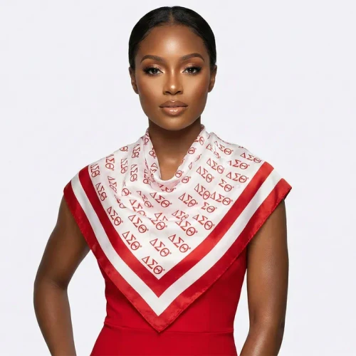 DST Red and White Greek Square Sorority Scarf(BCAM)