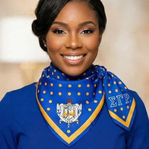 SGRHO Blue Yellow Polka Dot Square Sorority Scarf(BCAM)