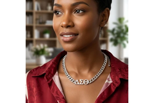 DST Sorority Silver Chain Greek Letter Necklace