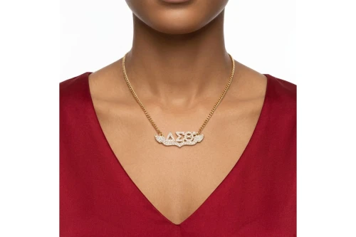 DST Winged Bling Pendant Gold Chain Necklace