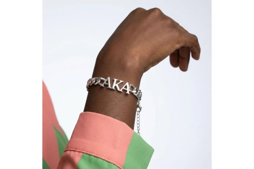 AKA Sorority Silver Chain Greek Letter Bracelet