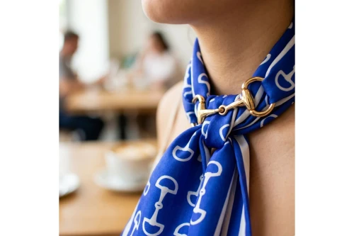 Blue & White Horsebit Fashion Scarf