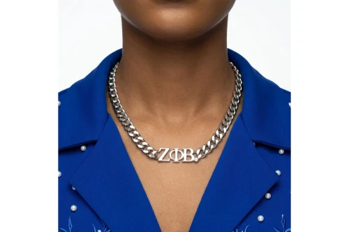 ZPB Sorority Silver Chain Greek Letter Necklace