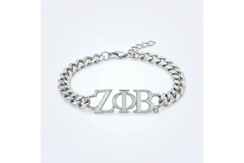 ZPB Sorority Silver Chain Greek Letter Bracelet