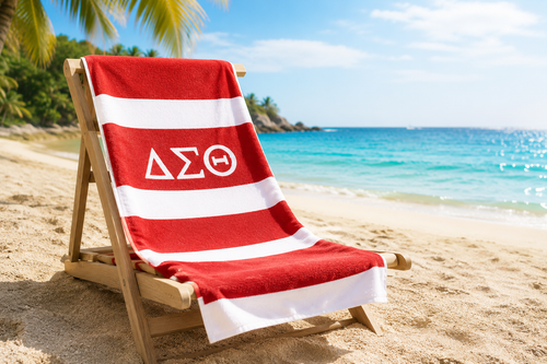 DST Red and White  oversized Stripe Beach Towel