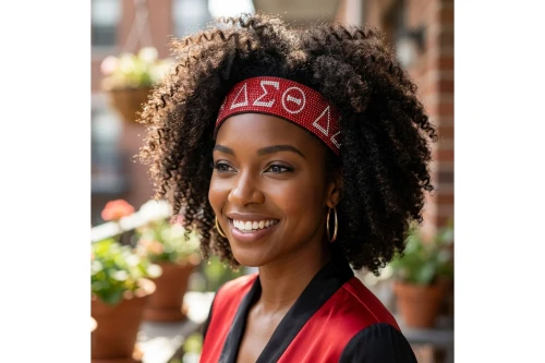 DST Red Clear Rhinestone Black Stretch Headband
