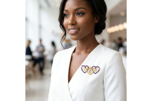 SGRHO Blue Gold Triple Heart Rhinestone Brooch