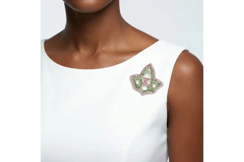 AKA Ivy Leaf Greek Rhinestone Brooch Lapel Pin
