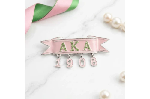 Alpha Kappa Alpha 1908 Banner Brooch Lapel Pin