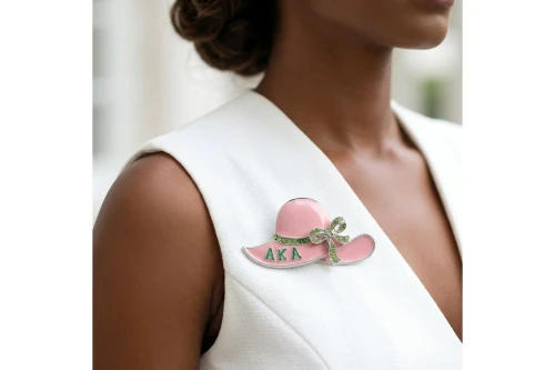 Alpha Kappa Alpha Rhinestone Pink Hat Brooch Pin