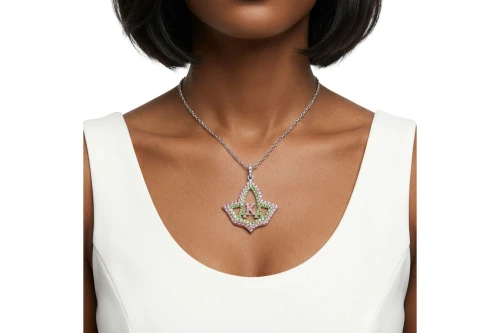 AKA Ivy Leaf Rhinestone Pendant Chain Necklace