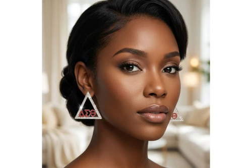 DST Delta Pyramid Greek Rhinestone Stud Earrings