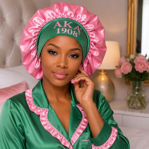 AKA Pink Silky Satin & Contrast Band Sleep Bonnet