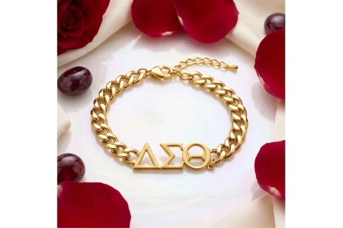 DST Sorority Gold Chain Greek Letter Bracelet