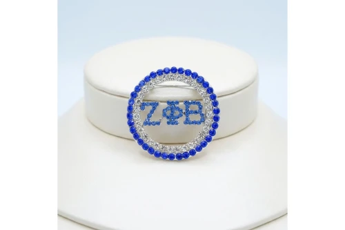 ZPB Circle Greek Rhinestone Brooch Lapel Pin