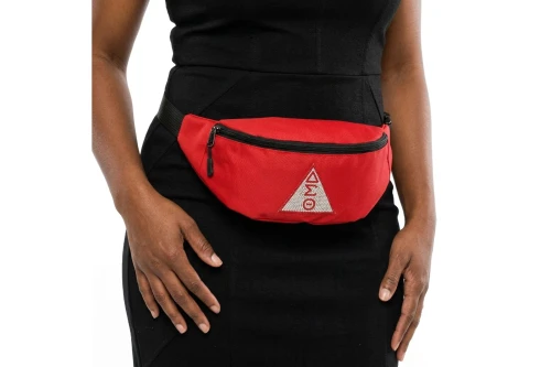 DST Red Canvas Greek Triple Pocket Fanny Pack