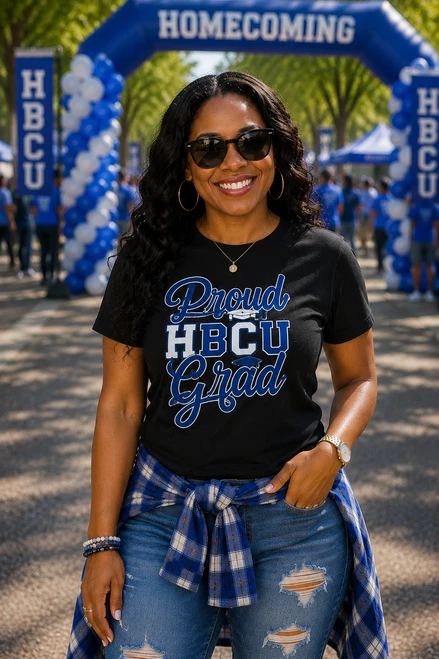 Black ZPB  Glitter  "PROUD HBCU GRAD"  Short Sleeves  T shirt  (Unisex)