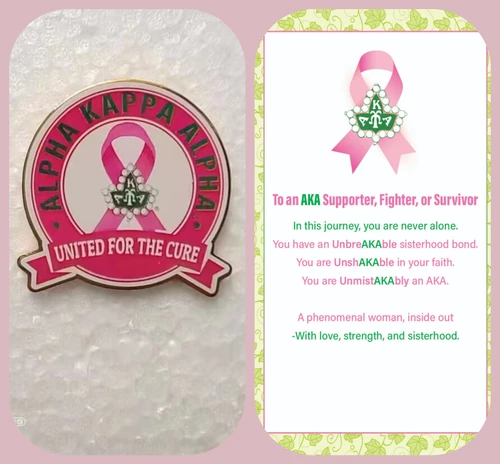 AKA "United For  The Cure"  Lapel Pin + Message Card. 