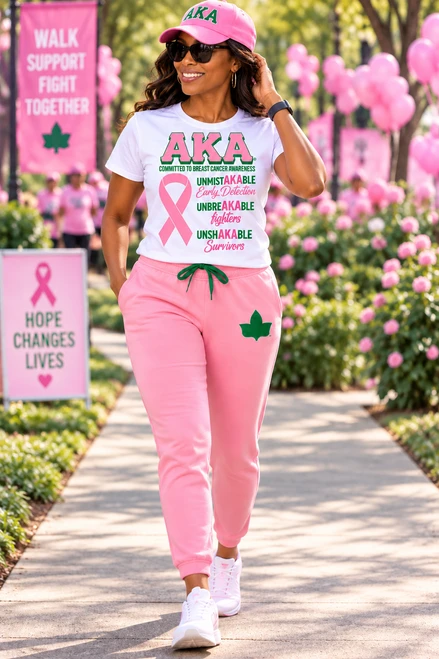  AKA  Pink Elite Trainer Pants + FREE  "Breast Cancer Awareness " T shirt