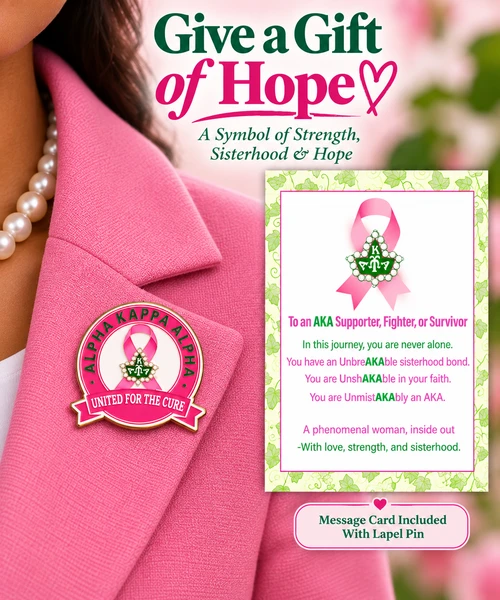  AKA "United for a Cure"  Lapel Pin + FREE Message Card. 