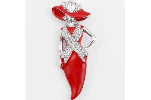  DST Red Lady Breast Cancer Ribbon Brooch Pin
