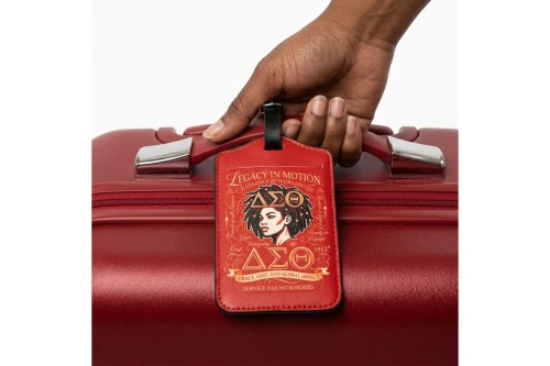 DST Red Faux Leather 2 Pcs Luggage Tag Set