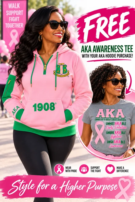  AKA Elite Hoodie Pullover +  FREE  " Awareness "  T  Shirt