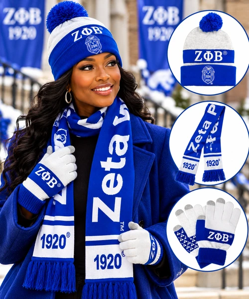 ZPB White Knitted scarf & Beanie + FREE Knitted Gloves Set