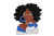 Blue White Curly Hair Woman Pin